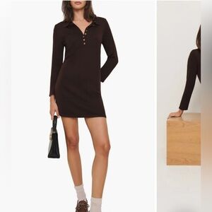 Reformation Luell Long Sleeve Merino Wool Minidress